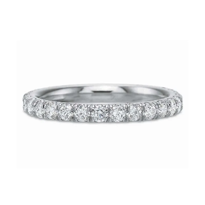 Women’s vintage style engagement rings-Comfort Fit Classic Diamond Shared Prong Half Band