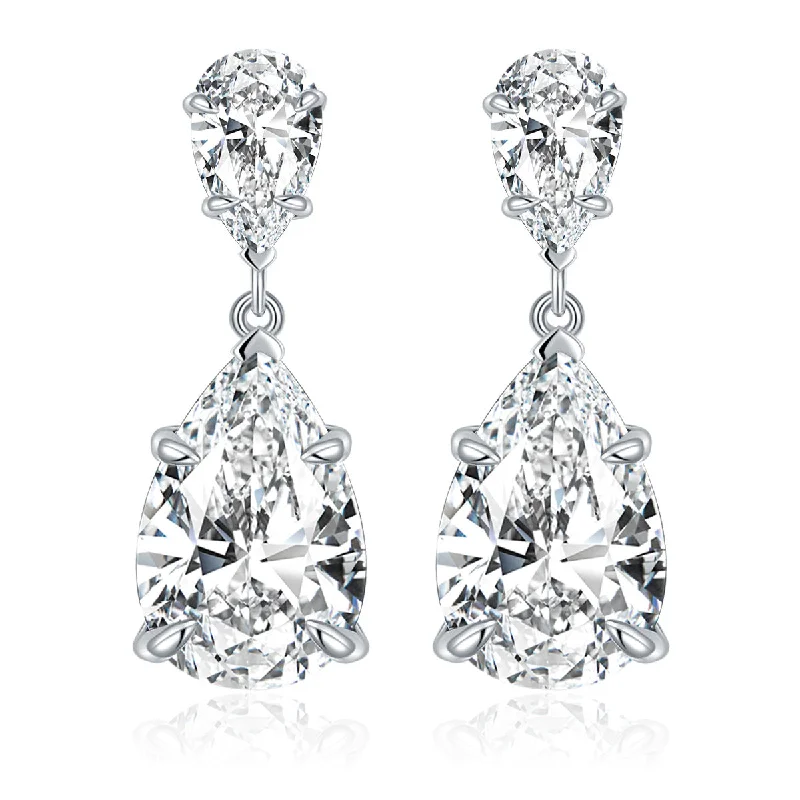 Women’s silver earrings-7 Carat Pear Cut Elegant Earrings | S925 | Moissanite