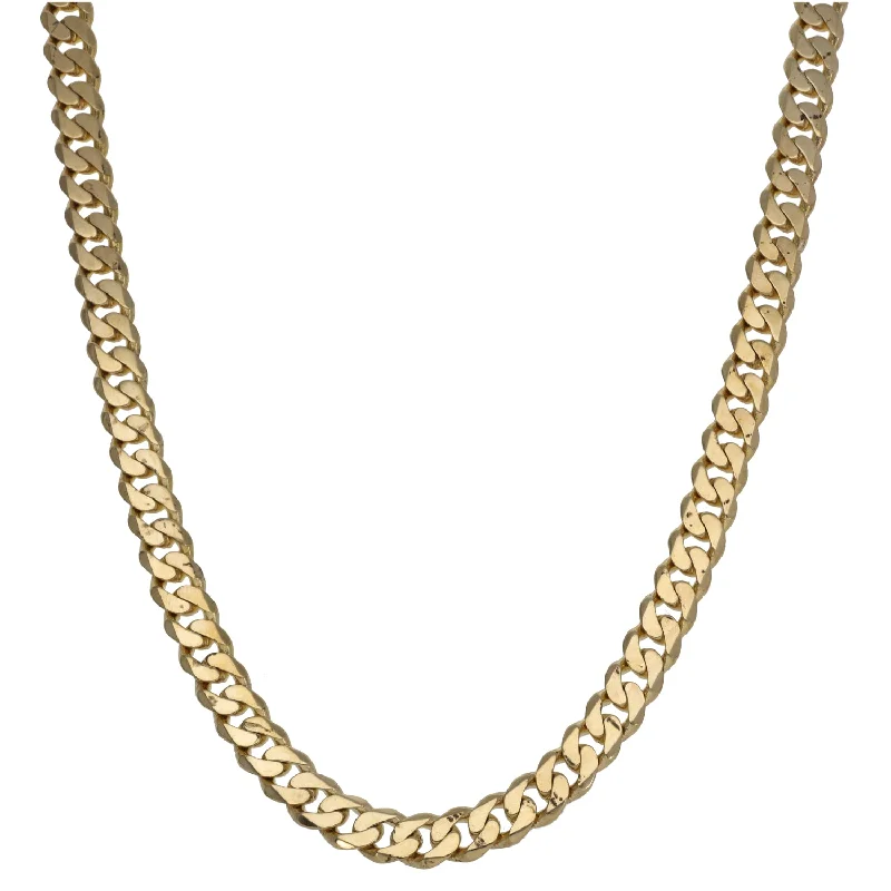 Women’s pearl drop necklaces-9ct Gold Curb Chain 22"