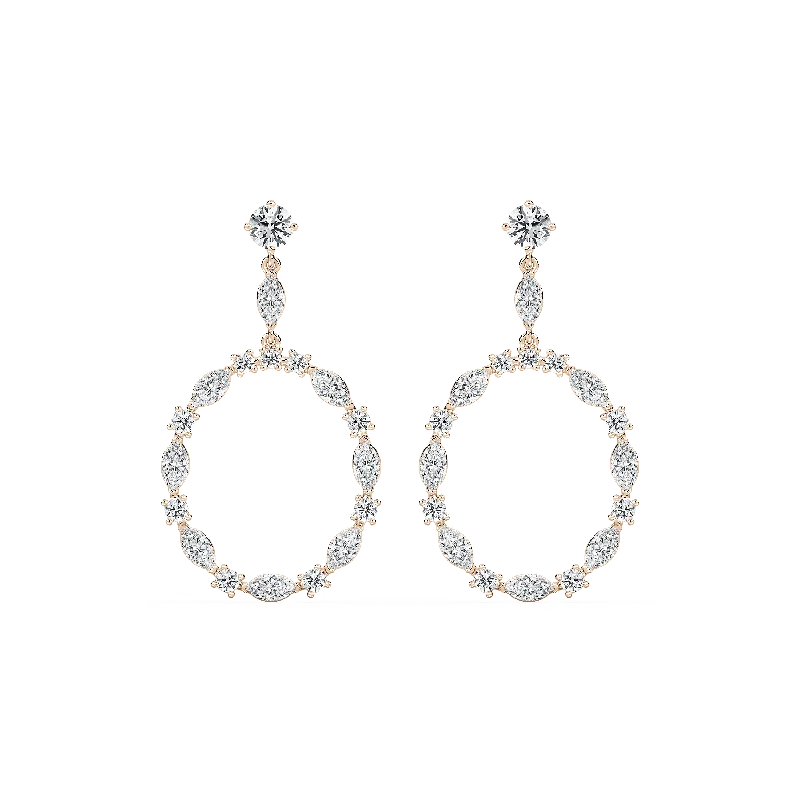 Women’s statement earrings-Marquise Circle Drop Earrings