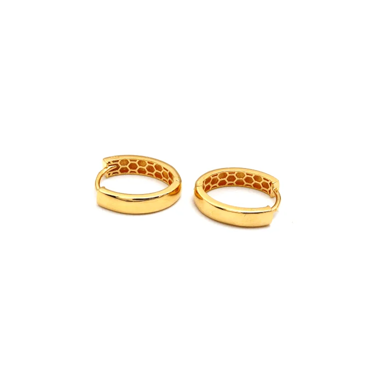 Women’s gold stud earrings-Real Gold Luxury Oval Curved Clip Lock Earring Set - Model 0095 E 1853