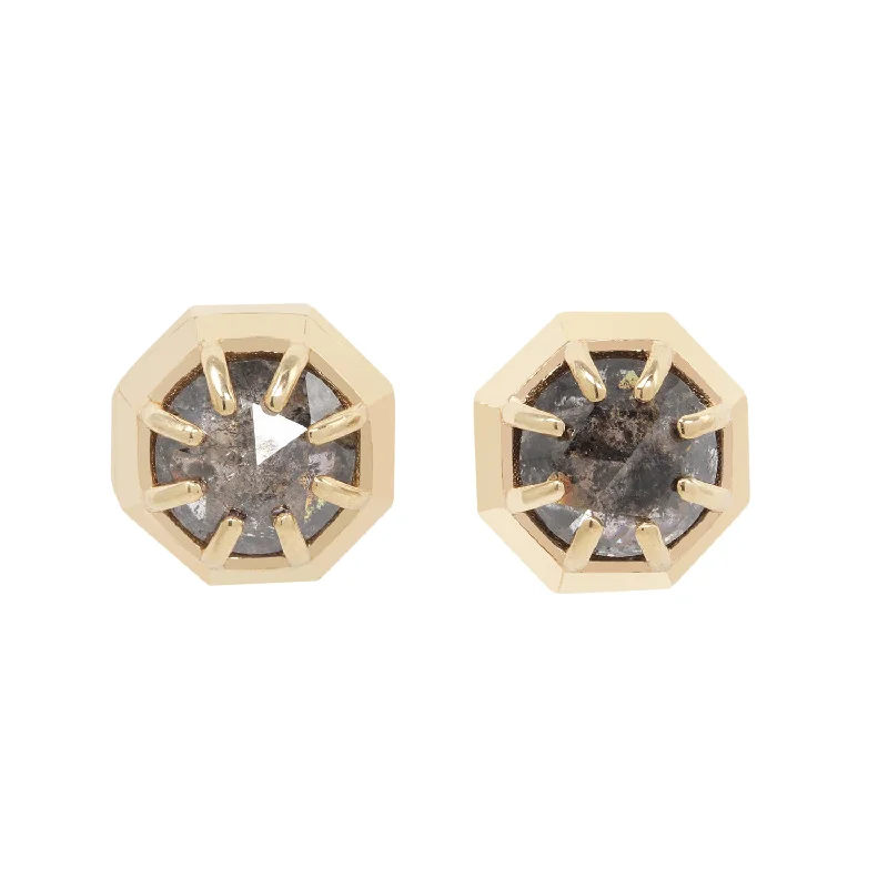 Women’s ruby earrings-Speckled Diamond Octagon Studs