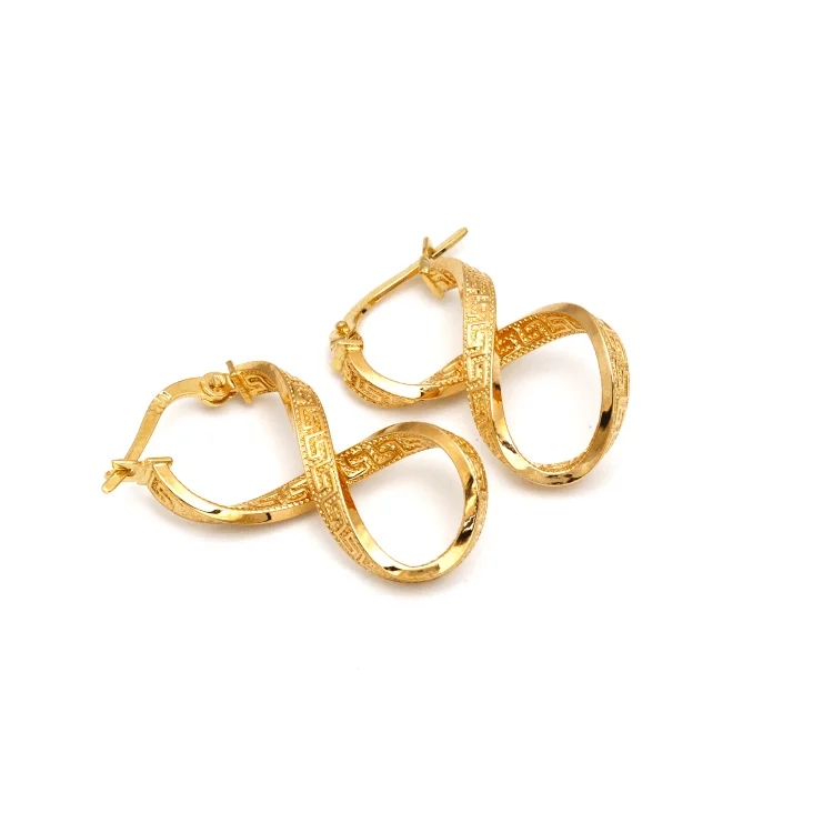 Women’s flower drop earrings-Real Gold Twisted Maze Hoop Earring Set 3324/1/E E1785