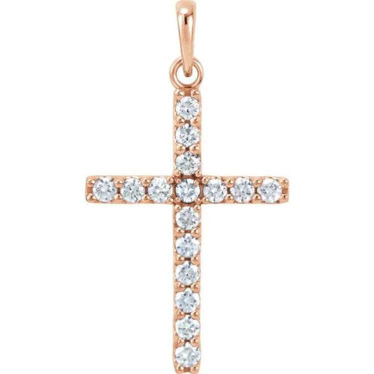 Women’s sapphire necklaces-14K Rose 1/2 CTW Lab-Grown Diamond Cross Pendant