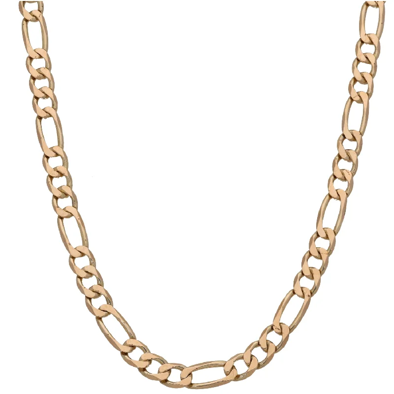 Women’s custom necklaces-9ct Gold Figaro Chain 28"