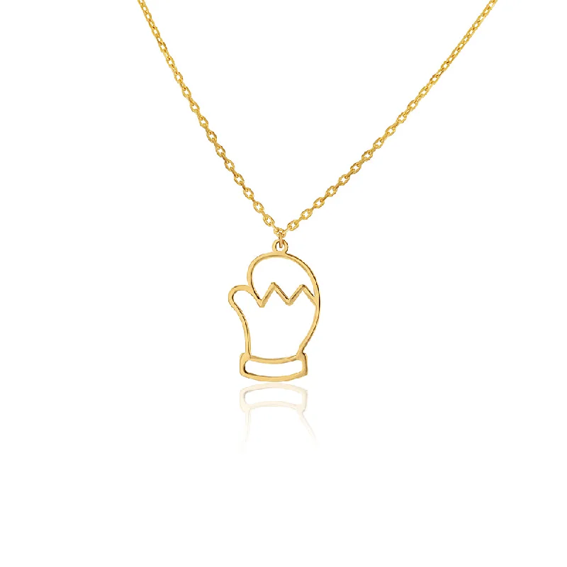 Women’s delicate silver necklaces-9ct Yellow Gold Xmas Mitten Pendant With Chain 9Y