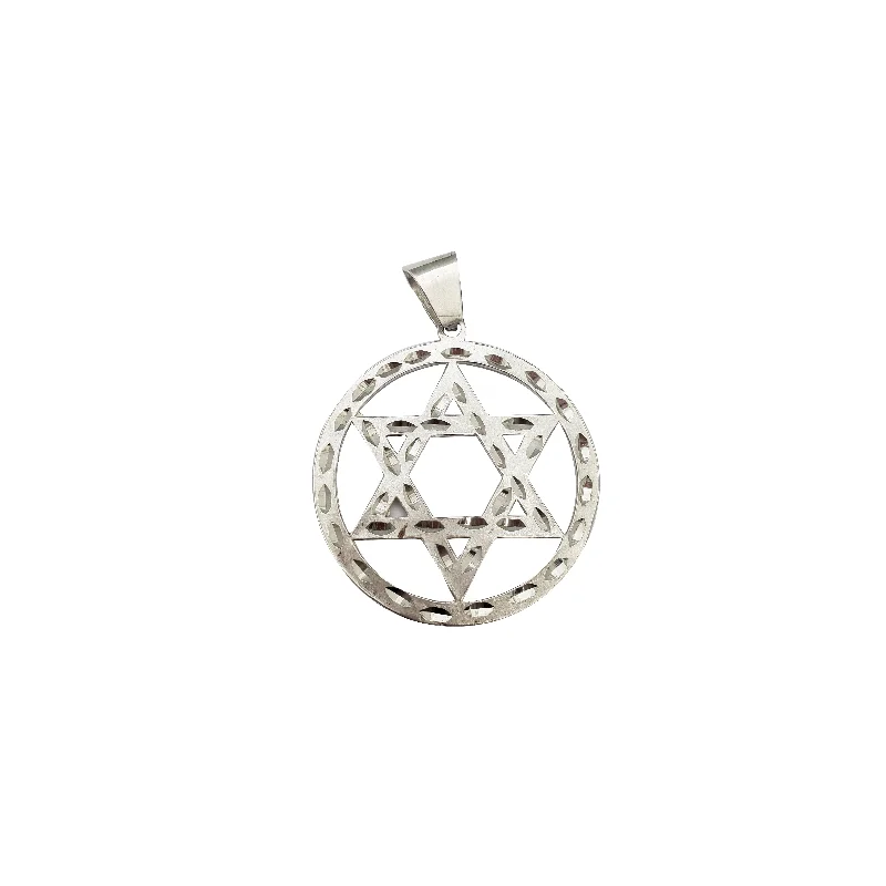 Women’s sterling silver pendant necklaces-Diamond-Cut Star of David Pendant (Silver)