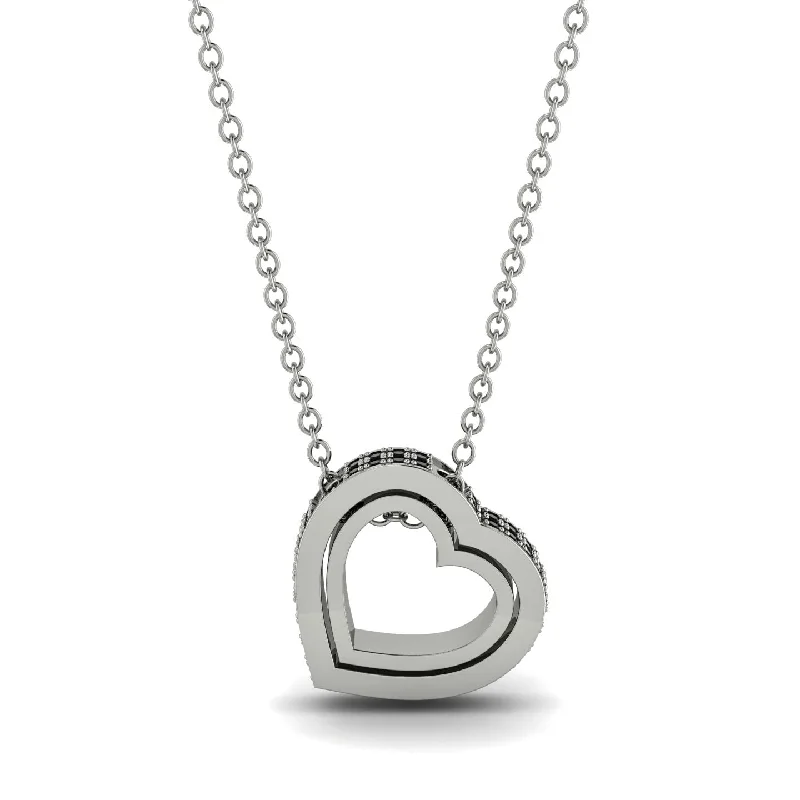 Women’s luxury gold necklaces-Hidden Black Diamonds Heart Pendant - Kristen No. 9