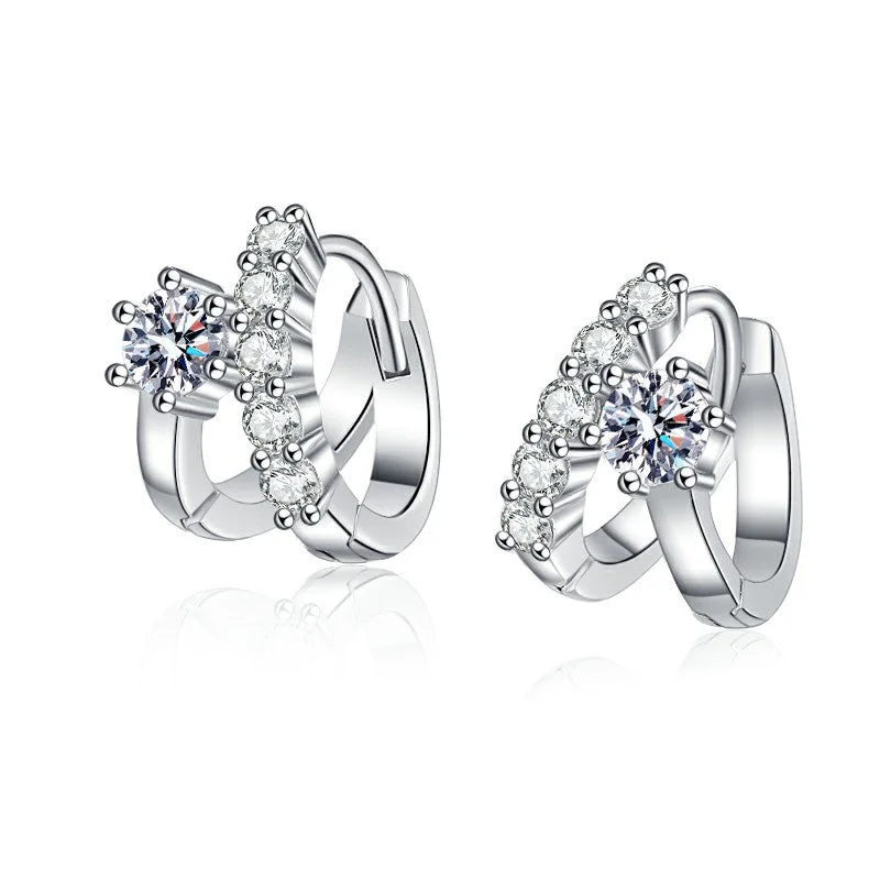 Women’s elegant gold earrings-Moissanite Double Hoop Earrings | S925 Sterling Silver