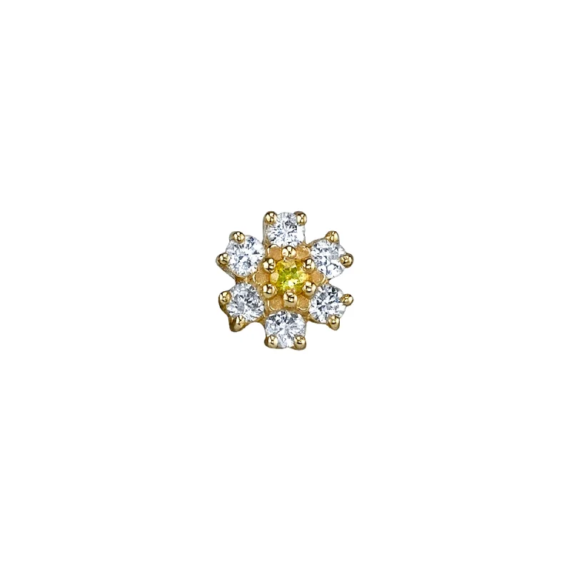 Women’s sapphire earrings-Mini Teddy Flower Stud - White Diamond / 14k Yellow Gold