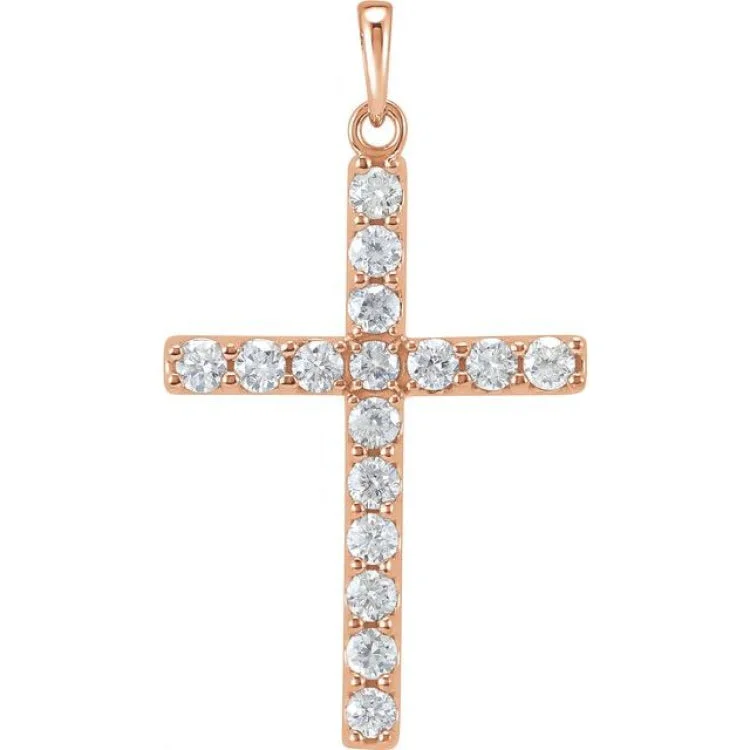 Women’s personalized necklaces-14K Rose 1/4 CTW Natural Diamond Cross Pendant