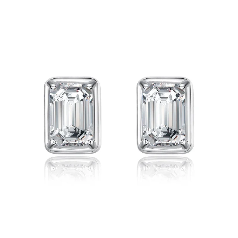 Women’s teardrop earrings-1.2 Carat Emerald Cut Diamond Earrings | S925 | Moissanite