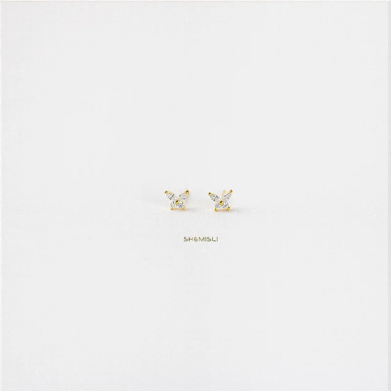 Women’s glamorous earrings-Tiny CZ Butterfly Studs Earrings, Unisex, Gold, Silver SHEMISLI - SS043