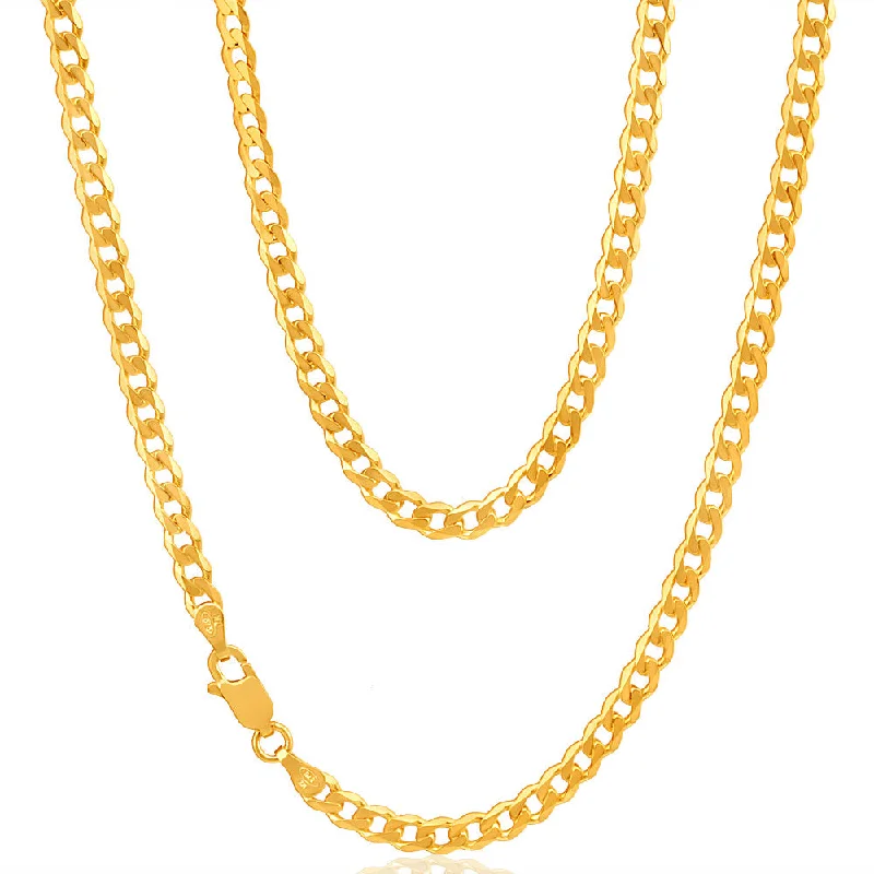 Women’s diamond pendant necklaces-9ct Yellow Solid Gold 45cm Curb Chain 100 Gauge