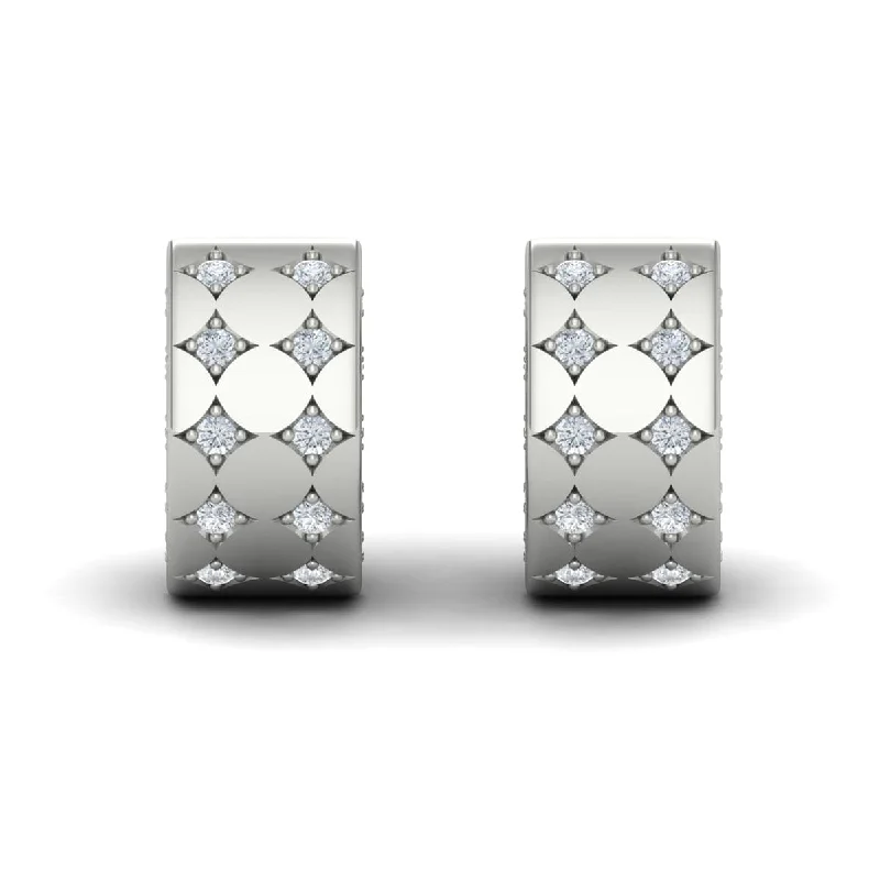 Women’s sterling silver drop earrings-Diamond Double Row Vlora Star Motif Huggie Hoop Earrings