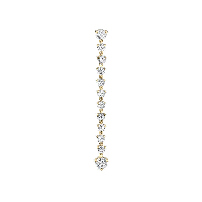 Women’s gemstone chandelier earrings-Drop Chain Earring - White Diamond / 14k Yellow Gold