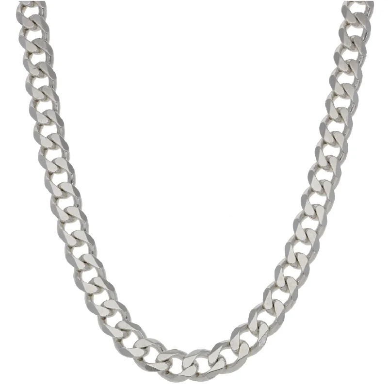 Women’s emerald necklaces-Silver Sterling Curb Chain 20"