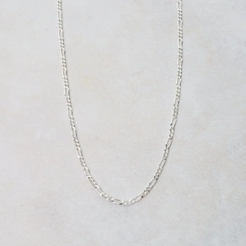 Women’s geometric necklaces-Sterling Silver Figaro Chain - 16"