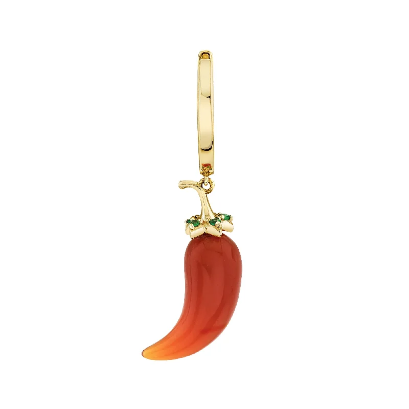 Women’s diamond stud earrings-Hand Carved Veggie Hoop - Chili / 14k Yellow Gold