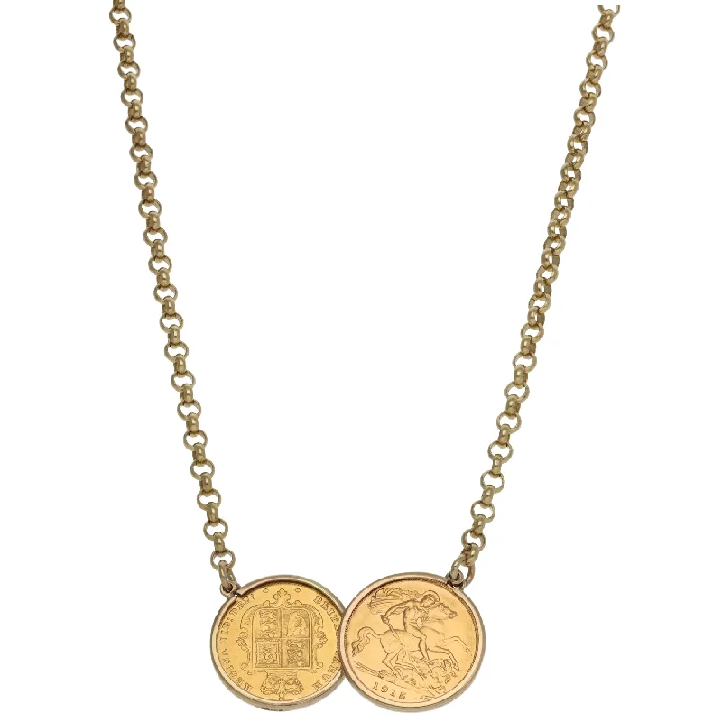 Women’s layered gold necklaces-9ct Gold Coin Chain 20"