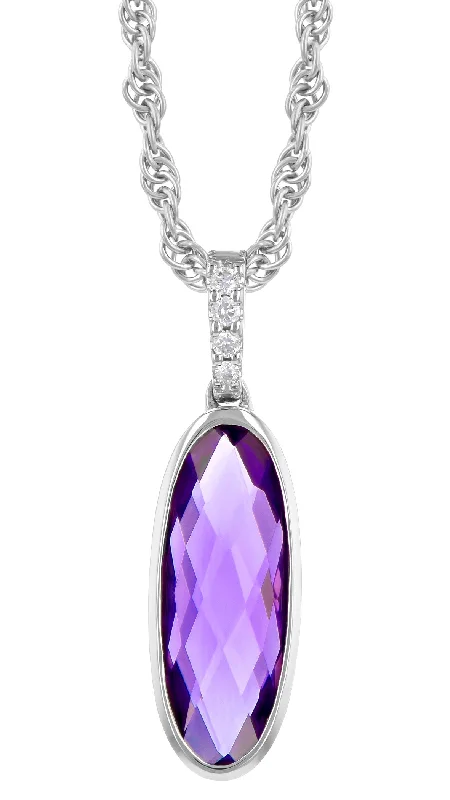 Women’s trendy necklaces-Purple Amethyst And Diamond Pendant