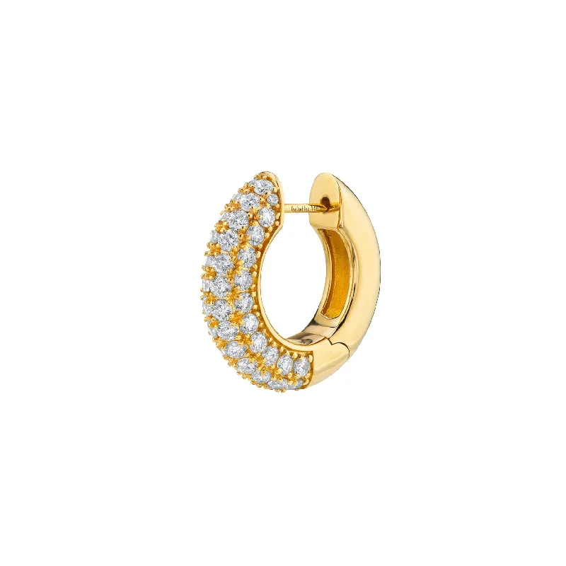 Women’s holiday earrings-Pavé Wide Hoop #3 - White Diamond / 14k Yellow Gold