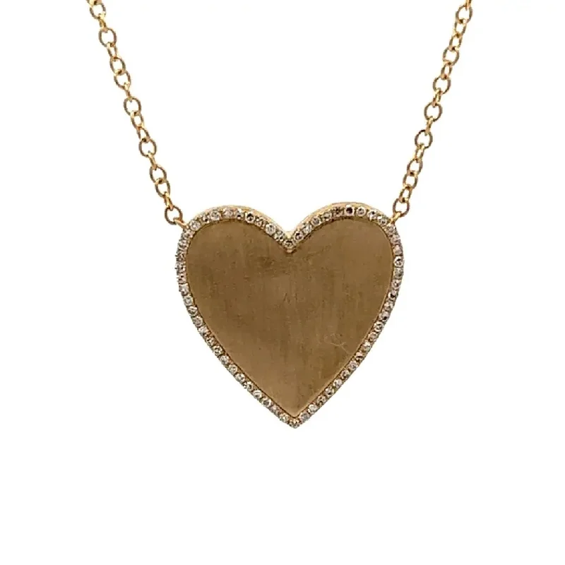 Women’s vintage statement necklaces-Yellow Gold Heart Pendant with Diamonds