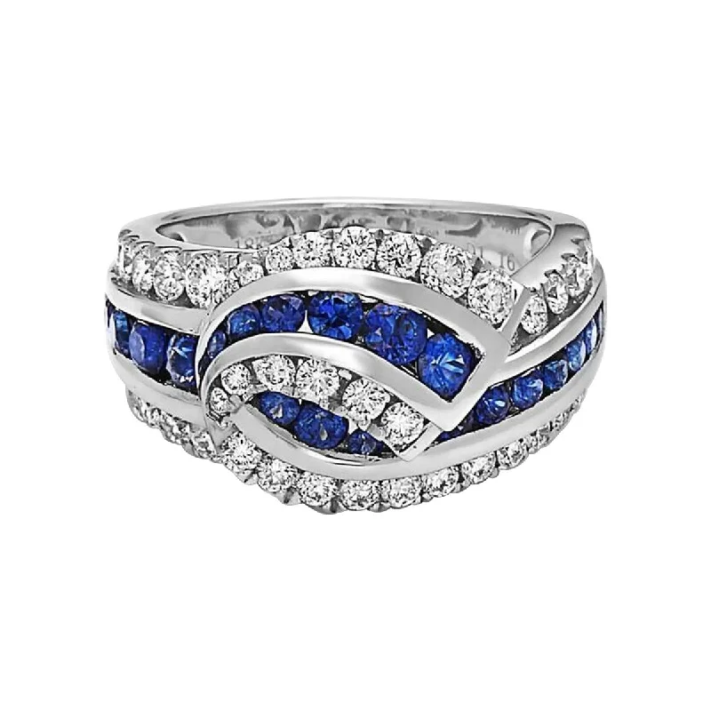 Women’s simple diamond engagement rings-Diamond and Sapphire Knot Ring