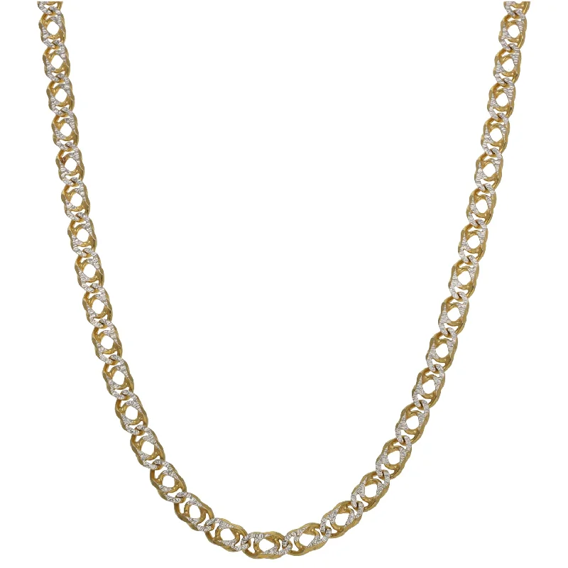 Women’s art deco necklaces-9ct Bicolour Gold Curb Chain 18"