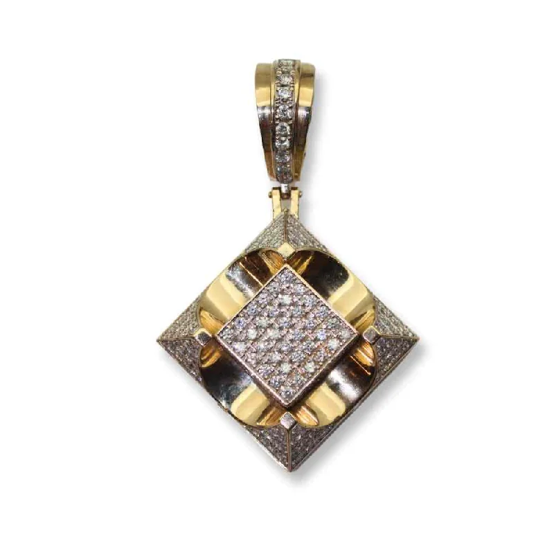 Women’s vintage pendant necklaces-14K Yellow Gold Diamond Pendant