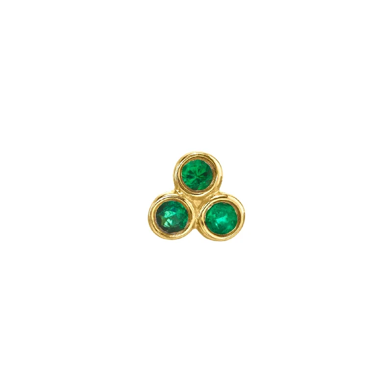 Women’s unique hoop earrings-Mini Cluster Stud - Emerald / 14k Yellow Gold