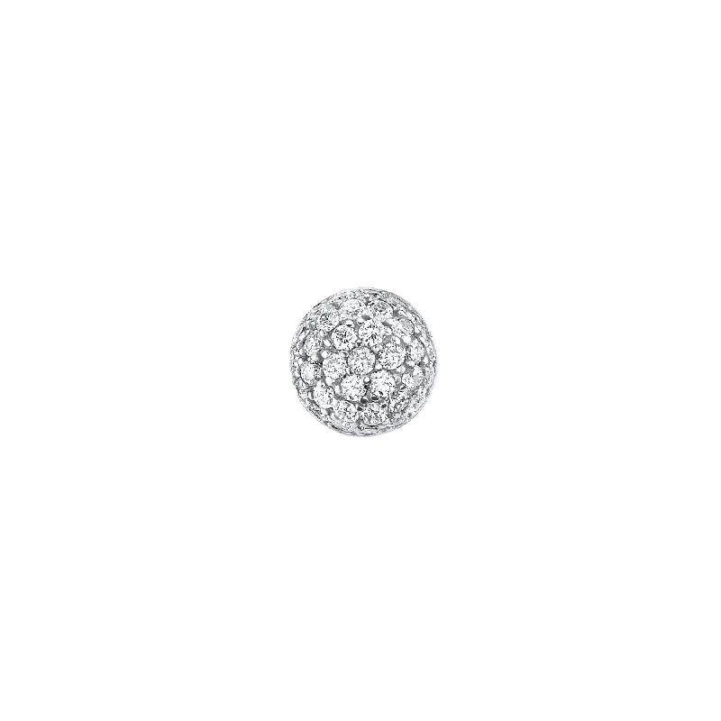 Women’s diamond drop earrings-Pavé Stud #2 - White Diamond / 14k White Gold