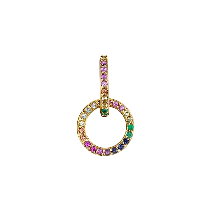 Women’s fancy earrings-Double Hoop Earring - Rainbow / 14k Yellow Gold