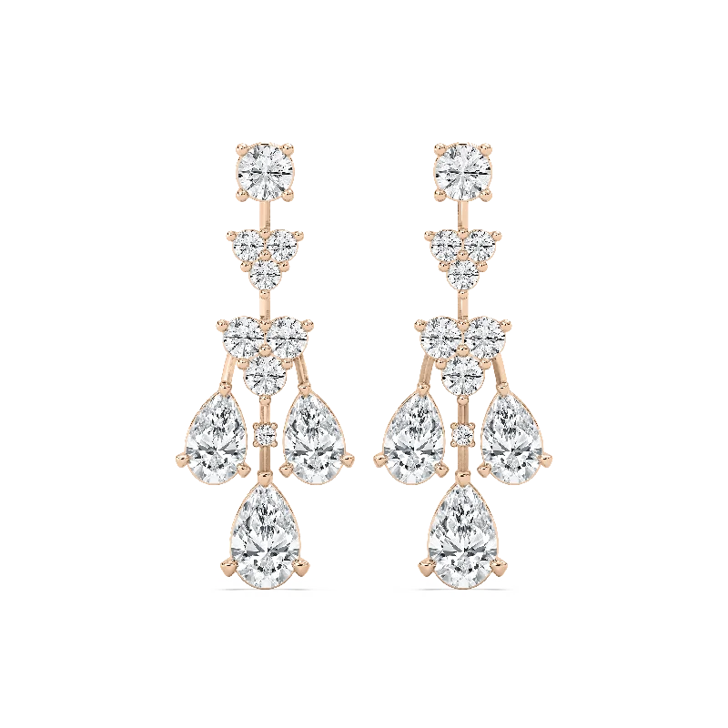 Women’s diamond earrings-Pear & Round Dangle Earrings