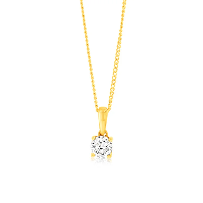 Women’s crystal pendant necklaces-9ct Yellow Gold 1/2 Carat Diamond Pendant