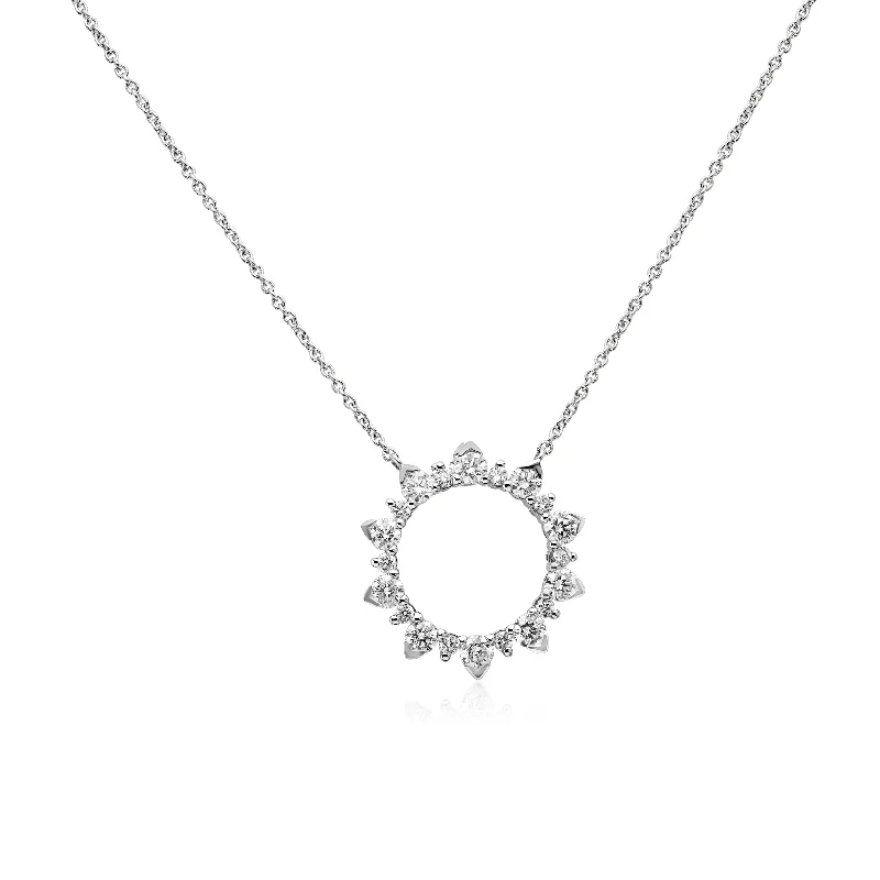 Women’s anniversary necklaces-14k Diamond Circle Pendant