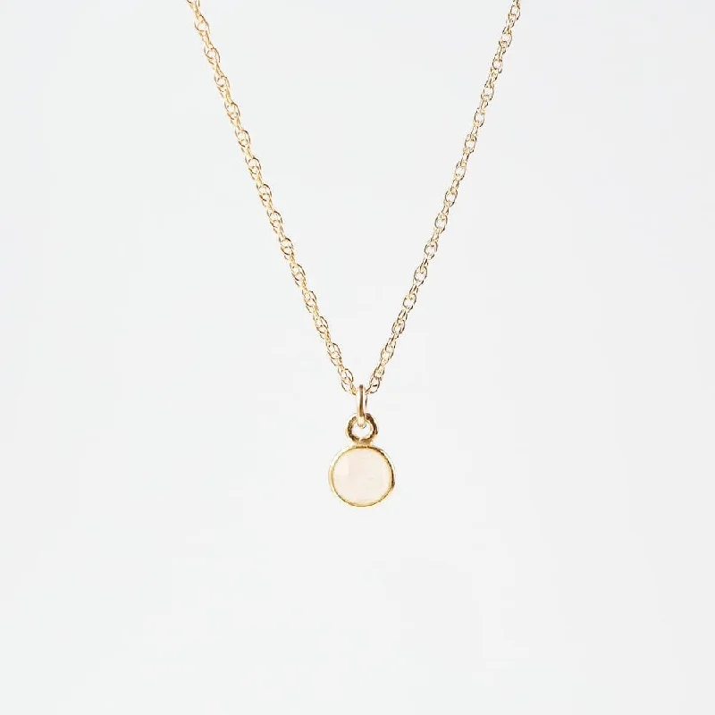 Women’s stylish necklaces-14k Gold Filled Chain with 6mm Bezel-Set Moonstone