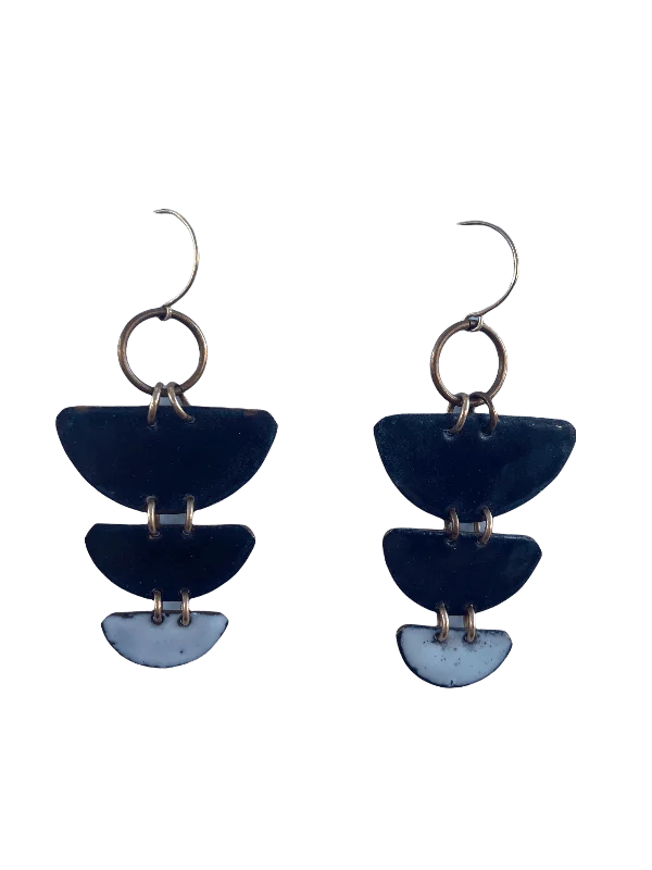 Women’s bridal earrings-INANNA  - 3 MOON ENAMEL EARRINGS