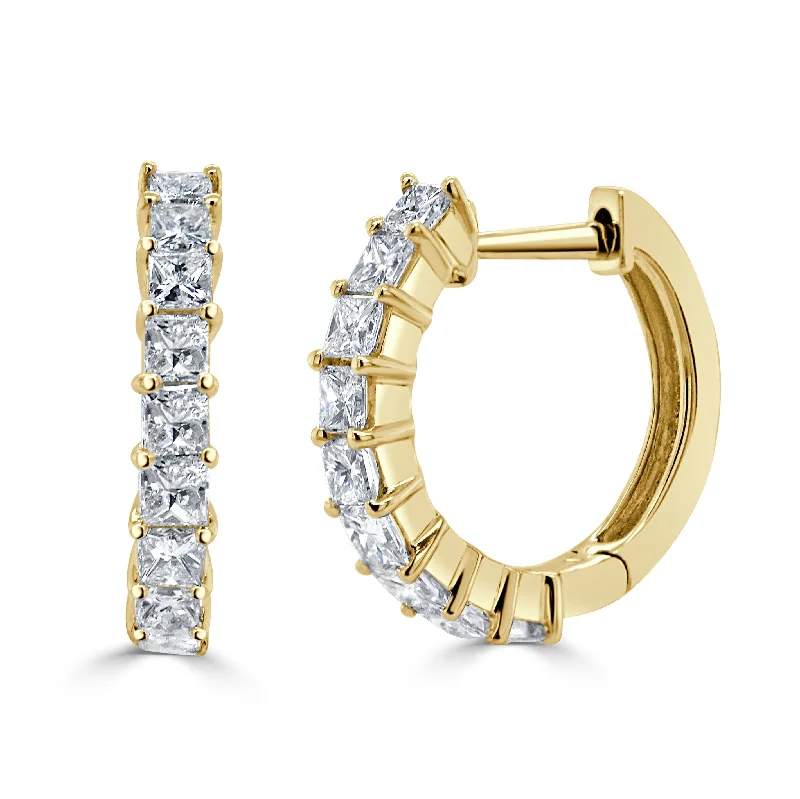 Women’s chunky earrings-14k Gold & Princess-Cut Diamond Huggie Earrings