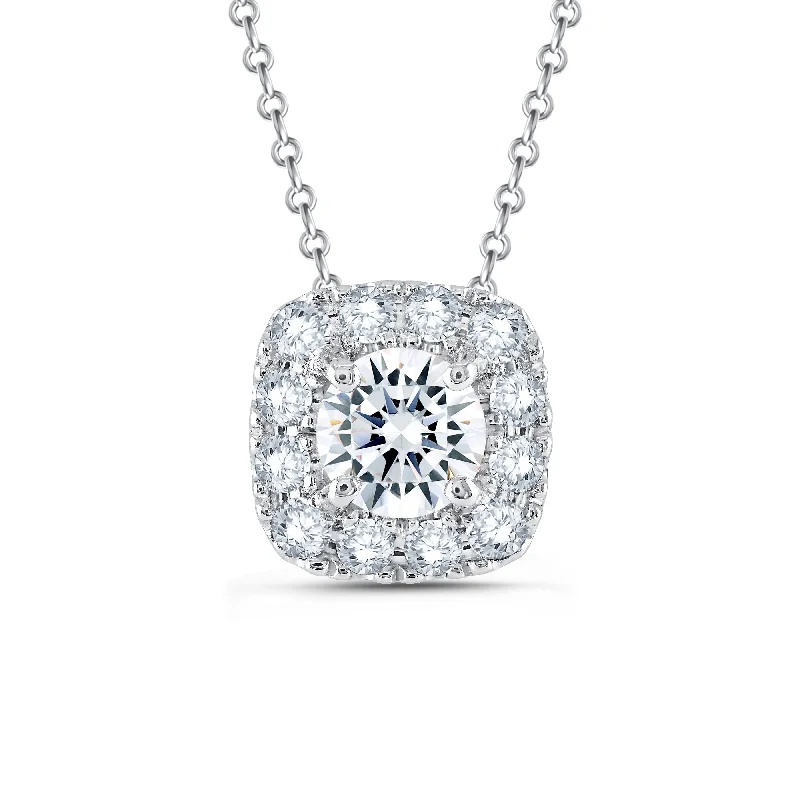 Women’s crystal pendant necklaces-Lab Grown Diamond 1/2 Carat Halo Pendant