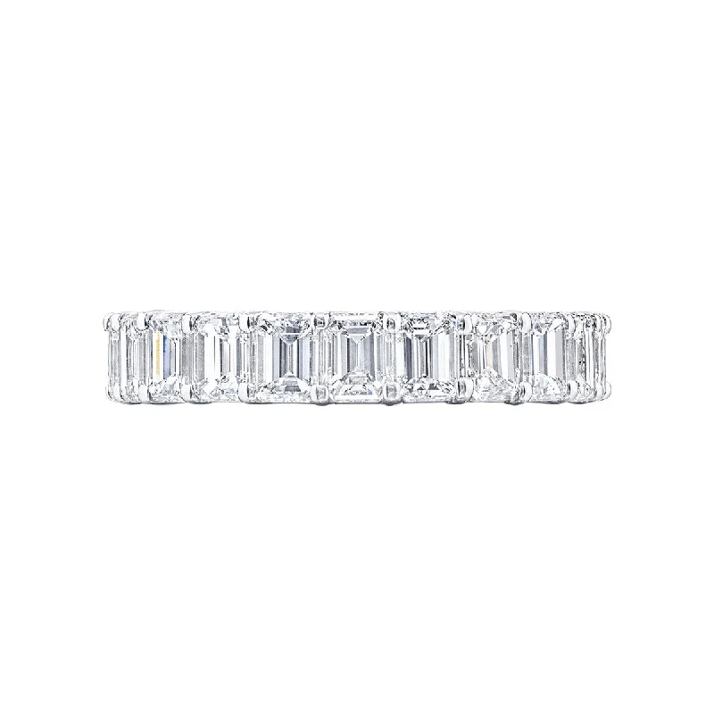 Women’s large round engagement rings-Platinum Emerlad-cut Diamond Eternity Band