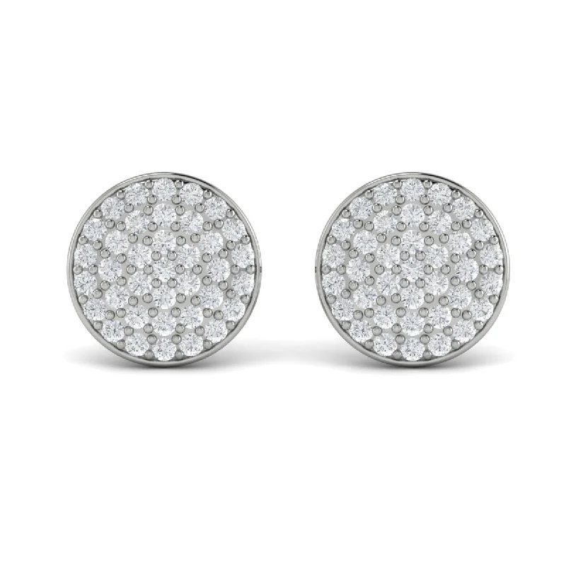 Women’s colorful earrings-Diamond Disc Stud Earrings