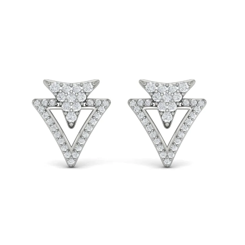 Women’s elegant diamond earrings-Diamond Double Trinity Open Stud Earrings