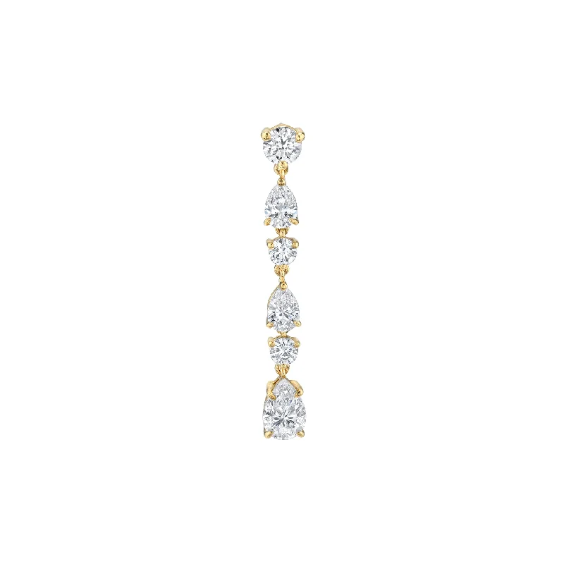 Women’s gold drop earrings-Pear Drop Chain Earring - White Diamond / 14k Yellow Gold