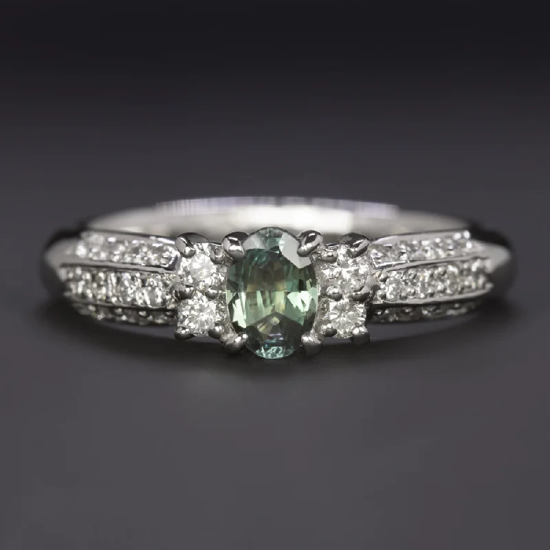 Women’s contemporary engagement rings-ALEXANDRITE DIAMOND COCKTAIL RING PLATINUM COLOR CHANGE GREEN PURPLE NATURAL