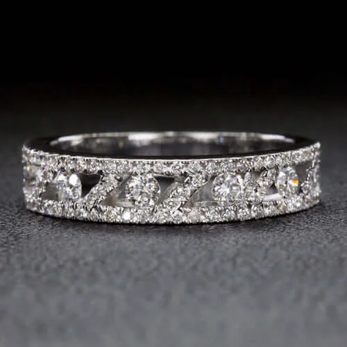 Women’s diamond engagement rings-EXCELLENT CUT 3/4 CARAT NATURAL DIAMOND G SI BAND STACKING COCKTAIL RING 0.75ct