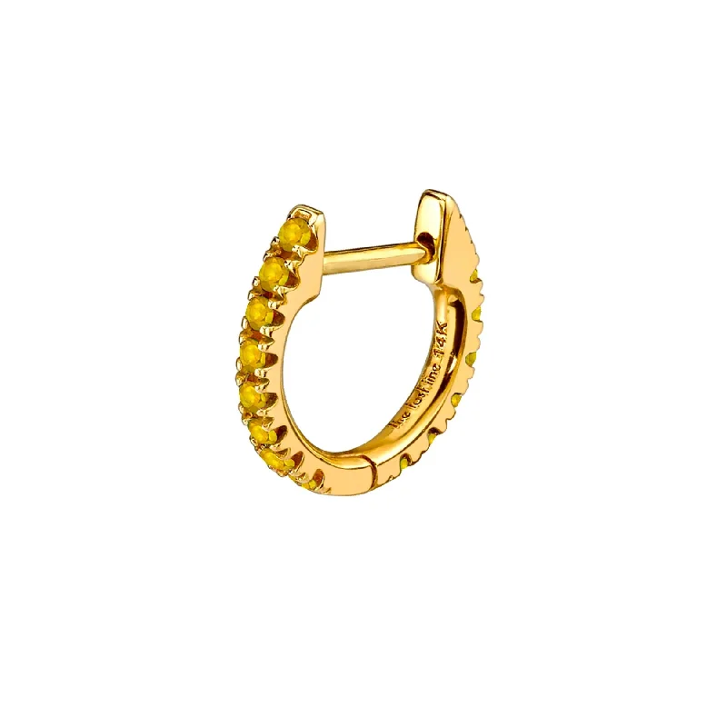 Women’s silver hoop earrings-The Medium Huggie - Yellow Sapphire / 14k Yellow Gold