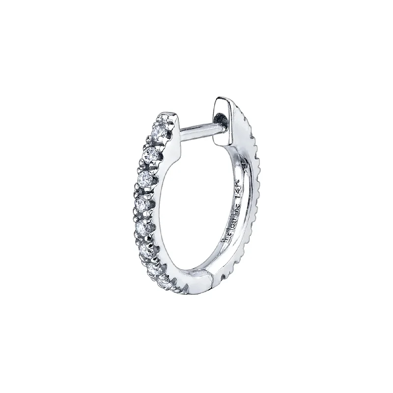 Women’s luxury earrings-The Large Huggie - White Diamond / 14k White Gold