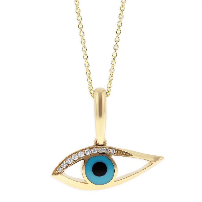 Women’s bridal jewelry necklaces-Kabana Kalo Mati 14k Yellow Gold Evil Eye Diamond Pendant GPCF499OXT