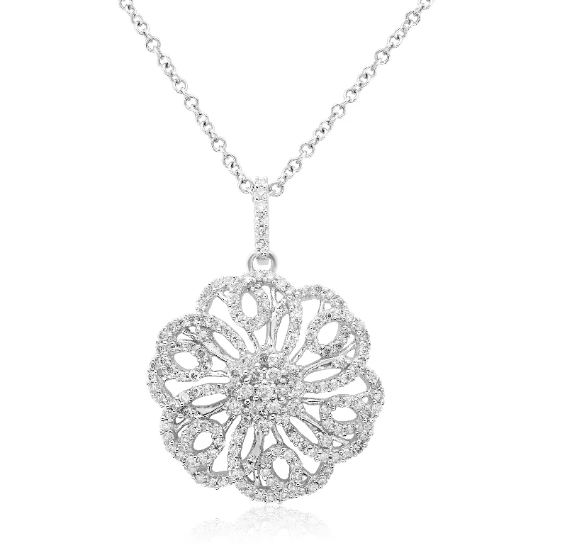 Women’s delicate necklaces-Circle Diamond Pendant With A Cluster Center